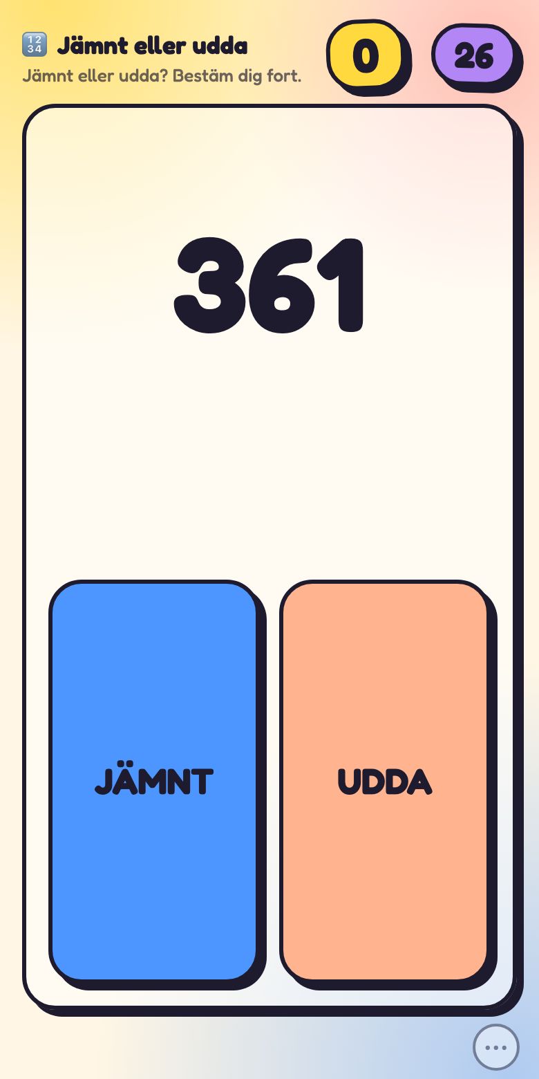 Så ser Jämnt eller udda ut.